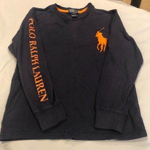 Polo by Ralph Lauren Boys' Navy Blue Long Sleeve Shirt Size M 10-12 100% Cotton